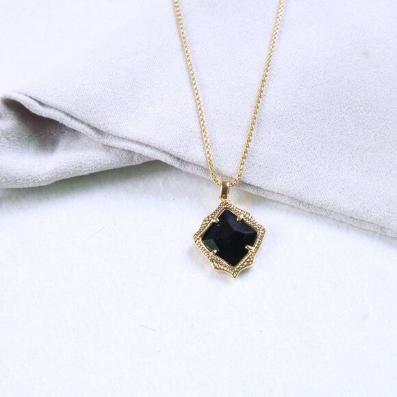 Kendra Scott | Kacey - Gold Black Opaque Glass Long Necklace - Picture 2 of 2
